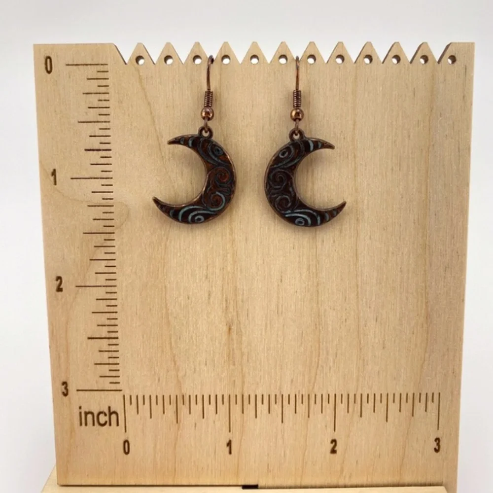 (8) Patina Crescent Moon Earrings